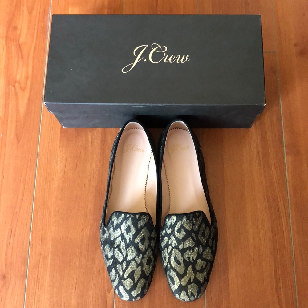 J. Crew Women’s Metallic Leopard Smoking Slippers
